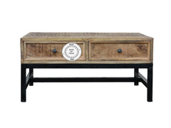 Industrial Indian Solid Wood And Metal Legs Coffee Table Natural Industrial Indian Solid Wood And Metal Legs Coffee Table Natural