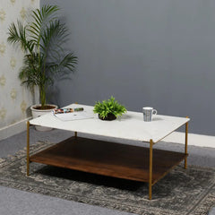 Handmade Indian Hand Carved Solid Hard Wood and Marble Coffee Table Walnut Handmade Indian Hand Carved Solid Hard Wood and Marble Coffee Table Walnut