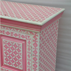 Bone Inlay Star Geometrical pattern Cabinet Pink Bone Inlay Star Geometrical pattern Cabinet Pink