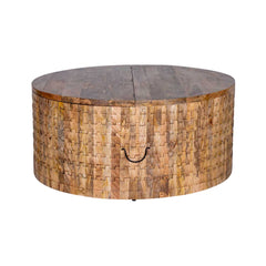 Hand Carved Solid Wood Round Coffee Table With Storage C1 Hand Carved Solid Wood Round Coffee Table With Storage C1