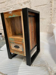 Indian Antique Tribal Hand Carved Art Solid Wooden Bedside Table Natural 35x35x60cm Indian Antique Tribal Hand Carved Art Solid Wooden Bedside Table Natural 35x35x60cm