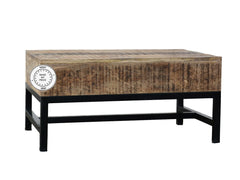 Industrial Indian Solid Wood And Metal Legs Coffee Table Natural Industrial Indian Solid Wood And Metal Legs Coffee Table Natural