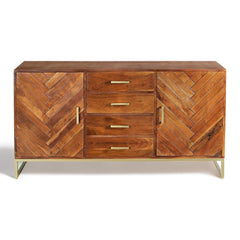 Kraft Bazaar Bruno Sideboard Teak Finish 150x40x83Cm Kraft Bazaar Bruno Sideboard Teak Finish 150x40x83Cm