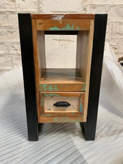 Indian Antique Tribal Hand Carved Art Solid Wooden Bedside Table Natural 35x35x60cm Indian Antique Tribal Hand Carved Art Solid Wooden Bedside Table Natural 35x35x60cm