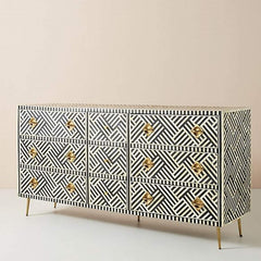 Maaya Bone Inlay Chest of Drawer sideboard Black Maaya Bone Inlay Chest of Drawer sideboard Black