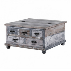 The Attic Barmer Mango Wood Coffee Table Grey The Attic Barmer Mango Wood Coffee Table Grey