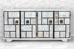 Indian Hand Carved Mango Wood 4 Door Sideboard White 11 Indian Hand Carved Mango Wood 4 Door Sideboard White 11