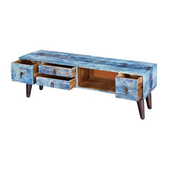 Avalon Indian Solid Wood 4-Drawer Open Storage Tv Media Console Cabinet Avalon Indian Solid Wood 4-Drawer Open Storage Tv Media Console Cabinet