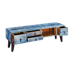 Avalon Indian Solid Wood 4-Drawer Open Storage Tv Media Console Cabinet Avalon Indian Solid Wood 4-Drawer Open Storage Tv Media Console Cabinet