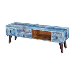 Avalon Indian Solid Wood 4-Drawer Open Storage Tv Media Console Cabinet Avalon Indian Solid Wood 4-Drawer Open Storage Tv Media Console Cabinet