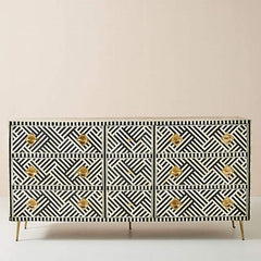 Maaya Bone Inlay Chest of Drawer sideboard Black Maaya Bone Inlay Chest of Drawer sideboard Black