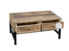 Industrial Indian Solid Wood And Metal Legs Coffee Table Natural Industrial Indian Solid Wood And Metal Legs Coffee Table Natural