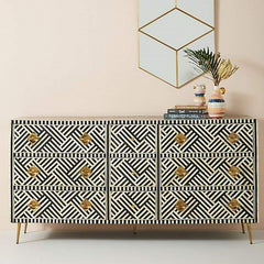 Maaya Bone Inlay Chest of Drawer sideboard Black Maaya Bone Inlay Chest of Drawer sideboard Black