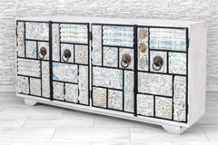 Indian Hand Carved Mango Wood 4 Door Sideboard White 11 Indian Hand Carved Mango Wood 4 Door Sideboard White 11