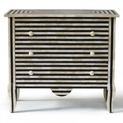 Maaya Bone Inlay Chest Sideboard Black and White Striped Maaya Bone Inlay Chest Sideboard Black and White Striped