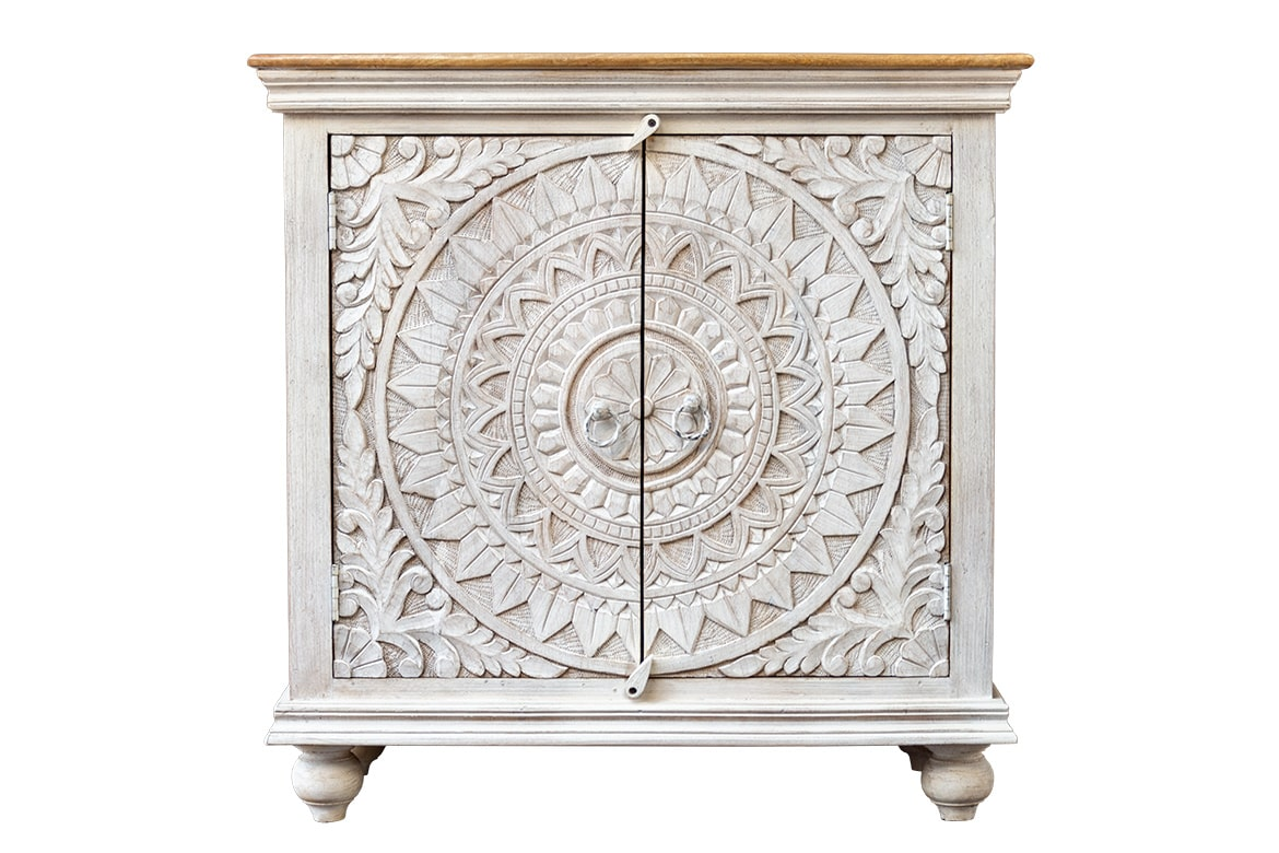 Antique Indian Floral Hand Carved Solid Wooden Vanity 90x45x90cm A0124  -   Antique Indian Floral Hand Carved Solid Wooden Vanity 90x45x90cm A0124  -