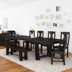 Boston Indian Solid Wood Extendable Dining Table Black Boston Indian Solid Wood Extendable Dining Table Black