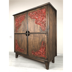 Indian Hand Carved Solid Hard Wood Cabinet D17 Indian Hand Carved Solid Hard Wood Cabinet D17