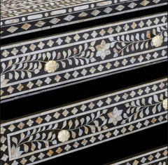 Maaya Bone Inlay Chest Sideboard Black and White Floral Maaya Bone Inlay Chest Sideboard Black and White Floral