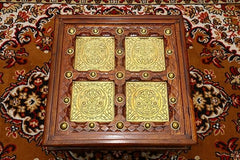 Heritage Heirlooms Handmade Sheesham Wood Coffee Table With Brass Work Heritage Heirlooms Handmade Sheesham Wood Coffee Table With Brass Work