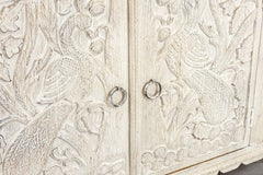 Indian Hand Carved Mango Wood 4 Door Sideboard White 12 Indian Hand Carved Mango Wood 4 Door Sideboard White 12