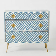 Maaya Bone Inlay Chest of Drawer Sideboard Blue Maaya Bone Inlay Chest of Drawer Sideboard Blue