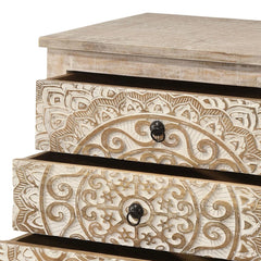 Indian Hand Carved  3-Drawer Solid Wood Bedside Table 12 Indian Hand Carved  3-Drawer Solid Wood Bedside Table 12