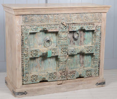 Antique Old Door Vintage Solid Wood 2 Door Sideboard Greenwash Antique Old Door Vintage Solid Wood 2 Door Sideboard Greenwash