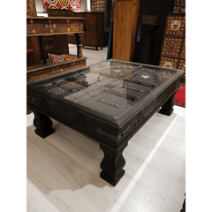 Antique Indian Old Door Brass Work Solid Wood Coffee Table C12 Antique Indian Old Door Brass Work Solid Wood Coffee Table C12