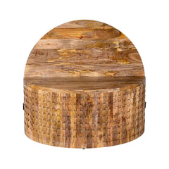 Hand Carved Solid Wood Round Coffee Table With Storage C1 Hand Carved Solid Wood Round Coffee Table With Storage C1