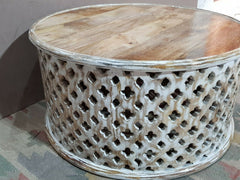 Bristol Indian Solid Wood Hand Carved Round Coffee Table White 80x80x40 cm Bristol Indian Solid Wood Hand Carved Round Coffee Table White 80x80x40 cm