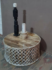 Bristol Indian Solid Wood Hand Carved Round Coffee Table White 80x80x40 cm Bristol Indian Solid Wood Hand Carved Round Coffee Table White 80x80x40 cm