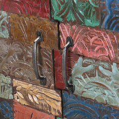 Rainbow Carving Wooden Tile Reclaimed Wood Buffet Sideboard Rainbow Carving Wooden Tile Reclaimed Wood Buffet Sideboard