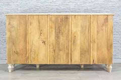 Carved Oasis Hand Carved Mango Wood Sideboard With Colored Glasses Carved Oasis Hand Carved Mango Wood Sideboard With Colored Glasses