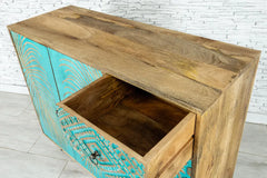 Urban Loft Handmade Solid Mango Wood Carved 4 Drawers 2 Door Sideboard Urban Loft Handmade Solid Mango Wood Carved 4 Drawers 2 Door Sideboard