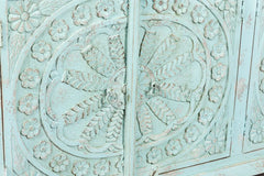 Urban Loft Handmade Solid Mango Wood Carved 4 Doors Sideboard in Blue Urban Loft Handmade Solid Mango Wood Carved 4 Doors Sideboard in Blue