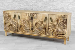 Urban Loft Handmade Solid Mango Wood Carved 4 Doors Sideboard Natural Urban Loft Handmade Solid Mango Wood Carved 4 Doors Sideboard Natural