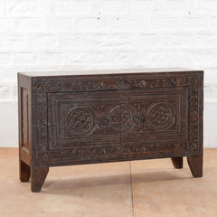 Indian Hand Carved Vintage Teak Wood Sideboard Indian Hand Carved Vintage Teak Wood Sideboard