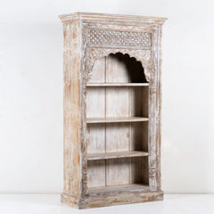 Rajasthan Handmade Indian Furniture Wooden Carved Arch Bookshelf Rajasthan Handmade Indian Furniture Wooden Carved Arch Bookshelf