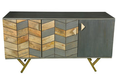 Gfine Sideboard with three doors made of solid mango wood and iron 137x45x73cm Gfine Sideboard with three doors made of solid mango wood and iron 137x45x73cm