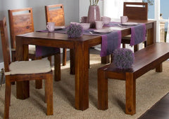 Gfine Six seater dining table with four chairs and bench made of solid sheesham wood Gfine Six seater dining table with four chairs and bench made of solid sheesham wood