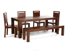 Gfine Six seater dining table with four chairs and bench made of solid sheesham wood Gfine Six seater dining table with four chairs and bench made of solid sheesham wood