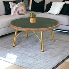 Kraft Bazaar Adele Green marble Coffee Table 80x80x35Cm Kraft Bazaar Adele Green marble Coffee Table 80x80x35Cm