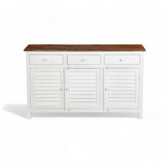 Kraft Bazaar Madrid Sideboard (M) White with Distressed Edges 130x35x80Cm Kraft Bazaar Madrid Sideboard (M) White with Distressed Edges 130x35x80Cm