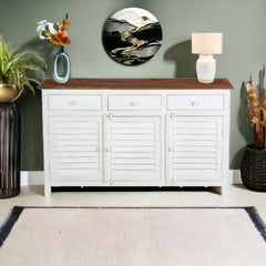 Kraft Bazaar Madrid Sideboard (M) White with Distressed Edges 130x35x80Cm Kraft Bazaar Madrid Sideboard (M) White with Distressed Edges 130x35x80Cm