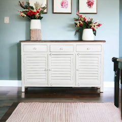 Kraft Bazaar Madrid Sideboard (M) White with Distressed Edges 130x35x80Cm Kraft Bazaar Madrid Sideboard (M) White with Distressed Edges 130x35x80Cm