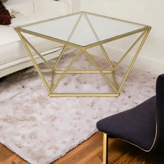 Kraft Bazaar Valerie Small Coffee Table in Gold 63x63x45Cm Kraft Bazaar Valerie Small Coffee Table in Gold 63x63x45Cm