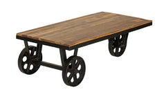 Kraft Bazaar Teak Wood Cart Coffee Table 120x60x38Cm Kraft Bazaar Teak Wood Cart Coffee Table 120x60x38Cm