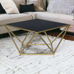 Kraft Bazaar Valerie Coffee Table (L) with Tinted Glass 79x79x45Cm Kraft Bazaar Valerie Coffee Table (L) with Tinted Glass 79x79x45Cm