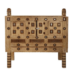 Rajasthan Hand carved Furniture Antique Solid Wood Damchiya in Natural Finish Rajasthan Hand carved Furniture Antique Solid Wood Damchiya in Natural Finish